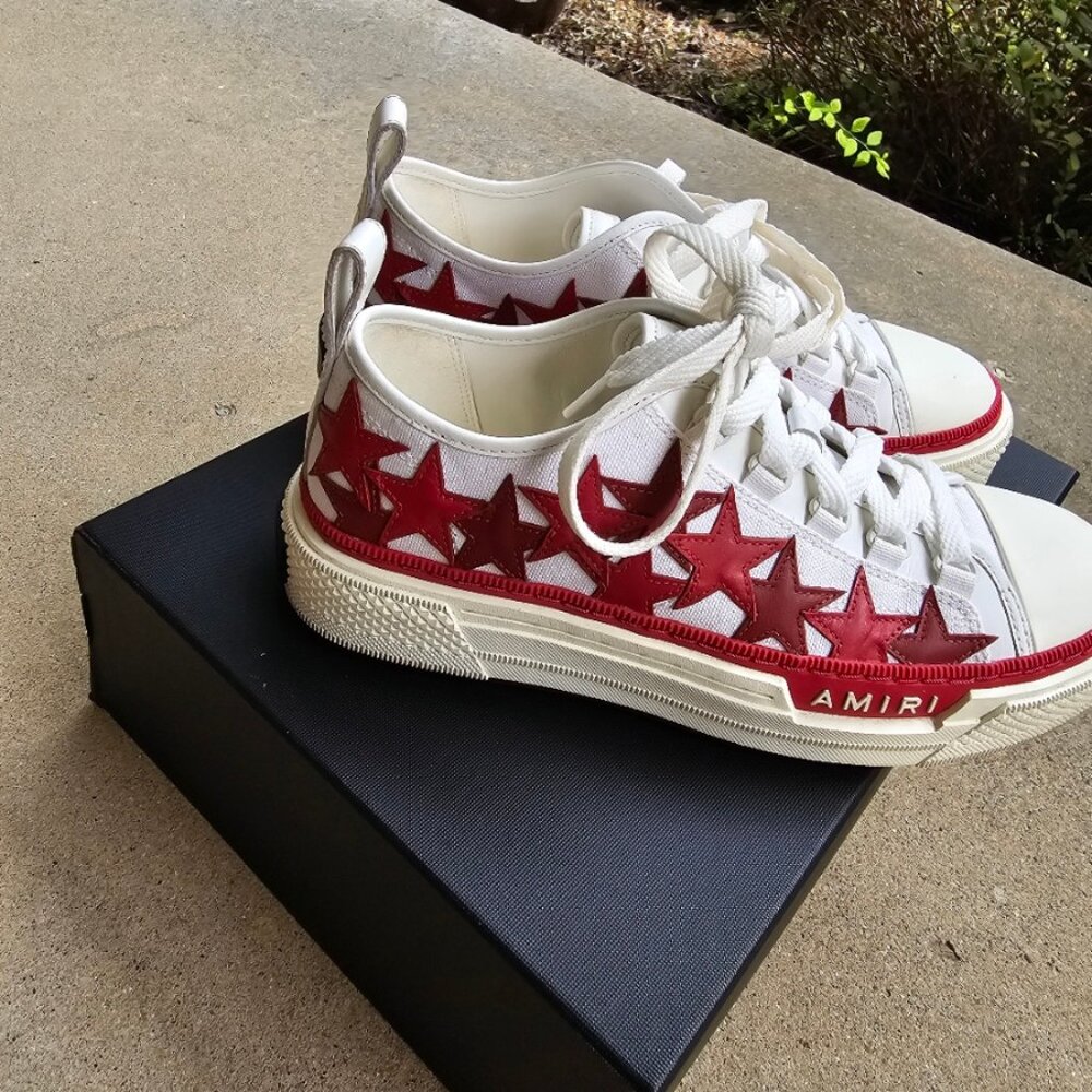 The **AMIRI Stars Court Low Sneaker** blends style & comfort - Red & White